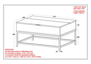 Ojas Lift Top Coffee Table