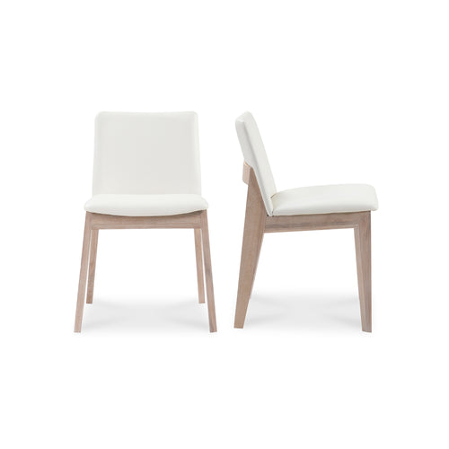 Deco Oak Dining Chair Cream White PVC- Set Of Two