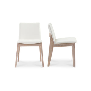 Deco Oak Dining Chair Cream White PVC- Set Of Two