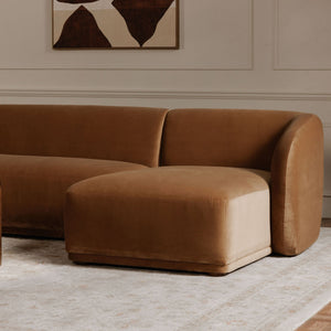 Faye Left Sectional Tan Faux Mohair