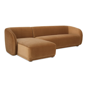 Faye Left Sectional Tan Faux Mohair