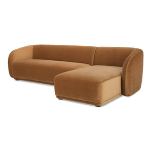 Faye Right Sectional Tan Faux Mohair