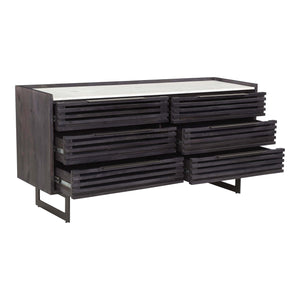 Paloma 6 Drawer Dresser Black Charcoal Grey