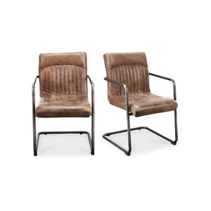 Ansel Arm Chair Grazed Brown Leather (Set Of Two)