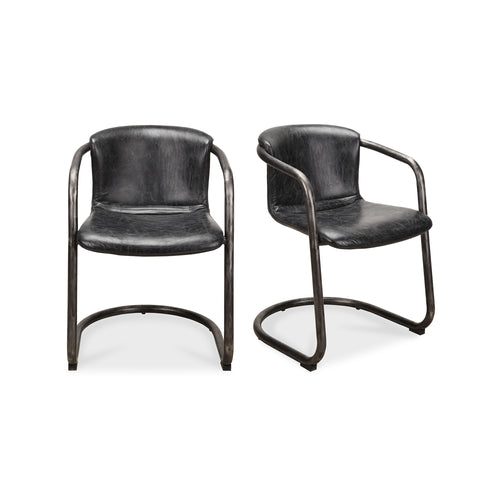 Freeman Dining Chair Onyx Black Leather- Set Of Two