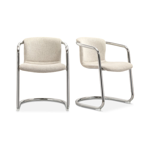 Freeman Chrome Frame Dining Chair Blended Cream- Set Of Two