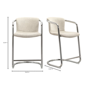 Freeman Chrome Frame Counter Stool Blended Cream- Set Of Two