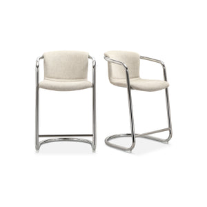 Freeman Chrome Frame Counter Stool Blended Cream- Set Of Two