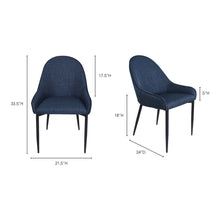 Load image into Gallery viewer, Lapis Dining Chair Dark Blue - Set Of Two