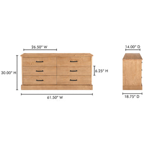 Tade 6 Drawer Dresser Honey Pine