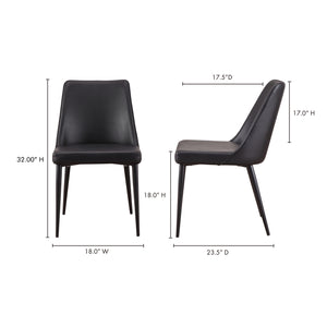 Lula Dining Chair Black Vegan Leather - Set Of Two