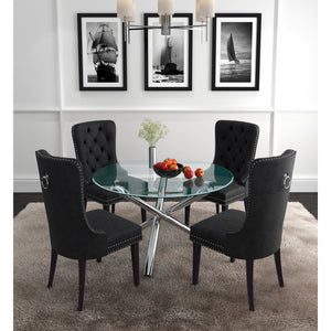 Solara II/Rizzo 5PC Dining Set (Chrome/Black) - Kuality furniture