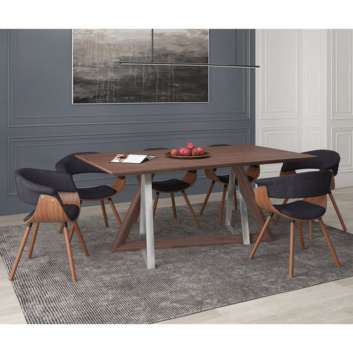 Drake/Holt 7pc Dining Set, Walnut/Charcoal - Kuality furniture