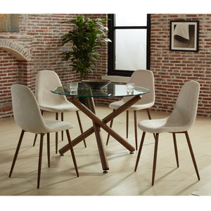 Rocca/Lyna 5PC Dining Set (Walnut/Grey) - Kuality furniture