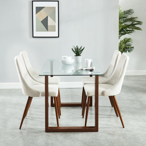 Franco/Cora 5PC Dining Set (Walnut/Beige) - Kuality furniture
