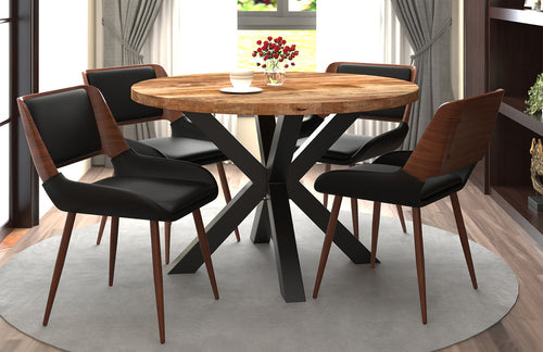 Arhan/Hudson 5pc Dining Set in Natural with Black Chair