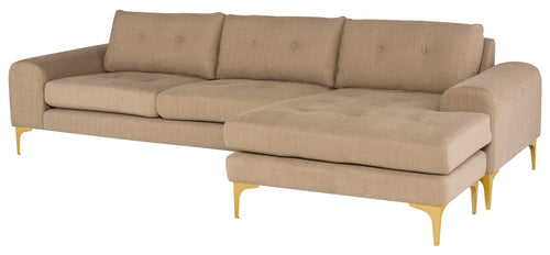 Burlap Colyn Sectional Sofa (Gold Legs) - Kuality furniture