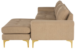 Burlap Colyn Sectional Sofa (Gold Legs) - Kuality furniture