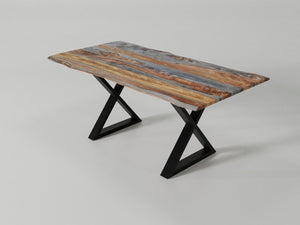 67'' Live Edge Grey Sheesham Dining Table (Legs Included)